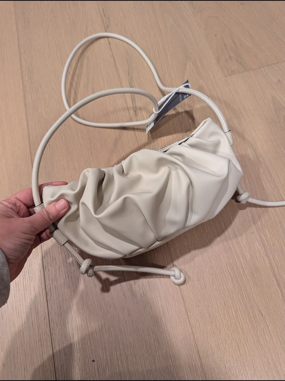 Cream Ruched Crossbody Pouch